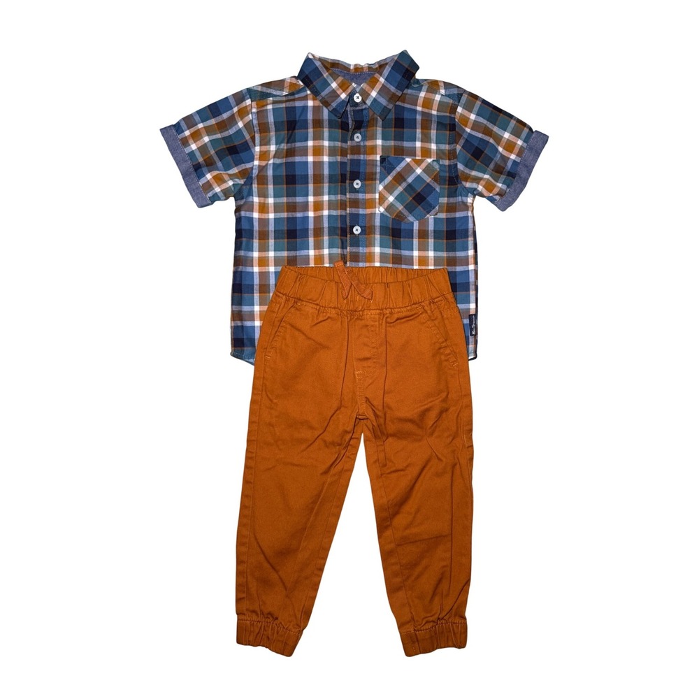 Ben Sherman Plaid Shirt and Jogger Pants Set Boys 3T 2-Piece Outfit